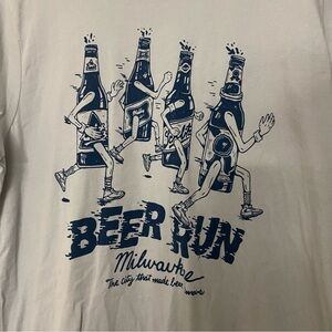 Brew City Brand Mens Graphic Tee T Shirt XL 44” Gray & Blue Milwaukee Beer